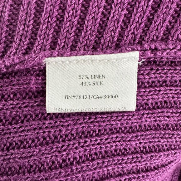 Eileen Fisher Open Front Cardigan Sweater 2X Purple Linen Silk CJ-2151 - Picture 7 of 8